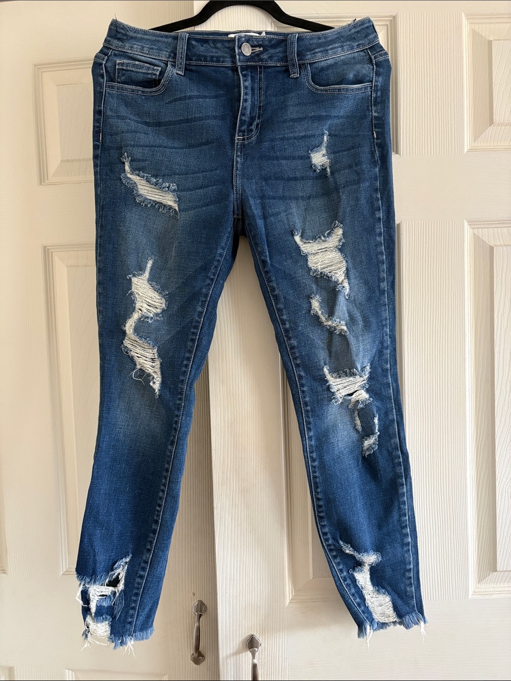 Cello Dark Blue Ripped Cropped Jeans